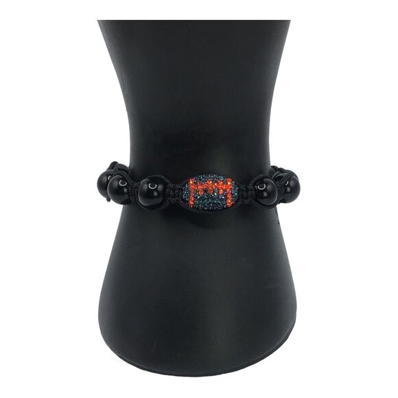 Auburn University Beaded Bracelet Black Orange Blue Adjustable Rhinestone - Picture 10 of 12